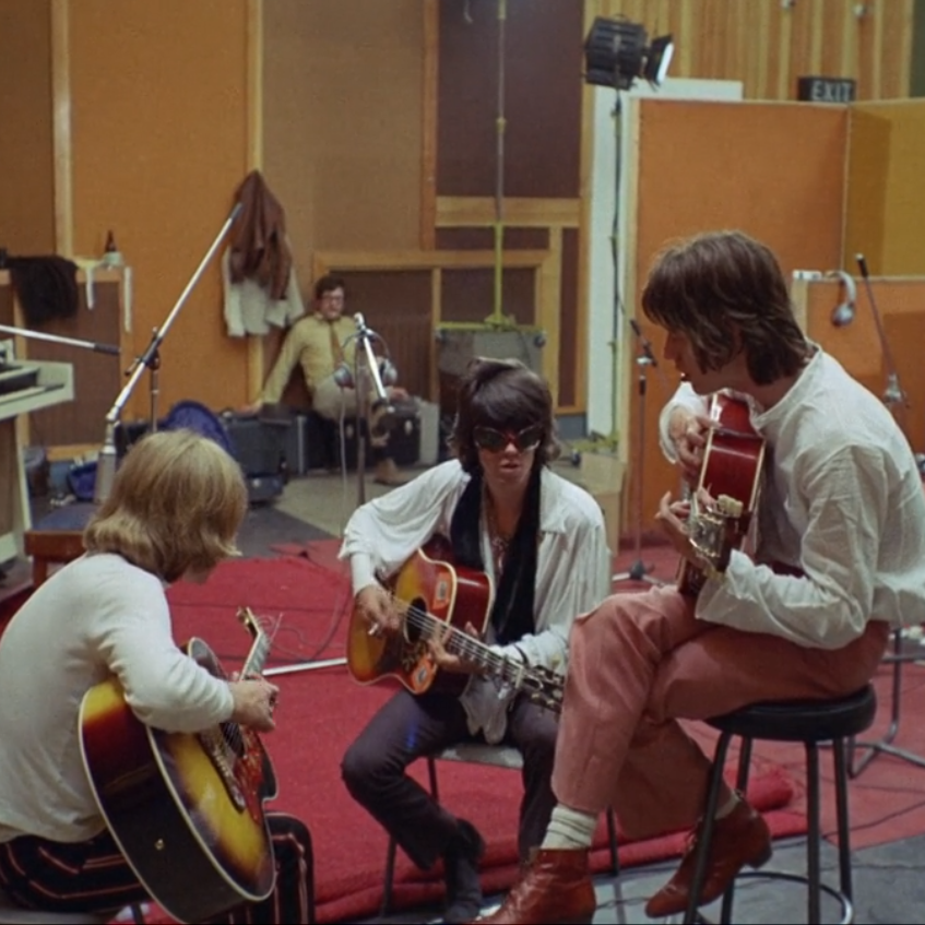 Les Rolling Stones répétant Sympathy for the devil dans le film One + one